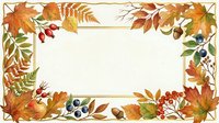 Autumn foliage frame with fall leaves, berries, and ferns on cream background. Isolated design element ready for invitations, cards, and seasonal projects.