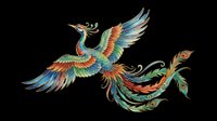 Colorful phoenix bird with ornate feathers, isolated on transparent background, ready for t-shirt design, stickers, sublimation, and print on demand clipart use.