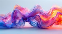 Flowing abstract waves in vibrant pink, purple, orange and blue colors create dynamic motion effect against light background, modern artistic design element.