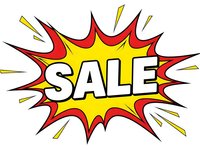 Comic book style sale burst with explosive yellow and red starburst design for promotional marketing and advertising campaigns.
