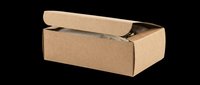Open kraft cardboard box with lid partially raised, isolated on transparent background, ready for packaging design, e-commerce mockups, product presentations, shipping illustrations, and commercial use projects.