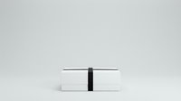 Stack of white books tied with black ribbon on neutral background, isolated for design, publishing, education, and library concepts.