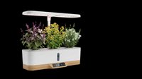 Indoor hydroponic herb garden with grow light, isolated on transparent background. Great for eco, kitchen, and wellness clipart, stickers, print on demand, and t-shirt design.