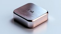 Minimalist metallic square device with brushed copper finish and ESC label on top, isolated on light background for tech product showcase.