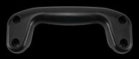 Black plastic handle with rounded grip and mounting holes, isolated on transparent background. Ready for clipart, product design, sublimation, print-on-demand applications, and technical illustrations.