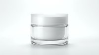 Cosmetic jar with white lid isolated on white background, ready for skincare product packaging design and branding mockups.