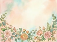 Watercolor floral border with roses, eucalyptus, and fern leaves on soft pastel background. Isolated design element for invitations, cards, and decorative projects.