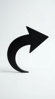 Black curved arrow symbol pointing right on white background isolated for graphic design and business presentations.