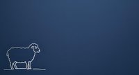 Sheep standing in profile drawn with white outline on dark blue background, suitable for agricultural, farming, livestock, and educational design projects.
