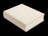 Closed hardcover book with cream linen texture, isolated on transparent background. Ready for stickers, t-shirt design, clipart, print on demand, and sublimation projects.