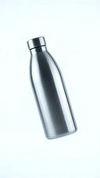 Stainless steel water bottle with screw cap isolated on white background, suitable for beverage packaging and product design mockups.