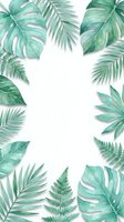 Watercolor tropical foliage frame with monstera, palm, and fern leaves isolated on white background. Perfect for botanical designs, invitations, and creative projects.