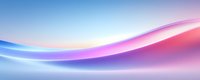 Smooth flowing curves with gradient colors transitioning from cool blue to vibrant pink and red against soft sky background create dynamic abstract composition.