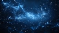 Glowing blue nebula and stars in deep space create mystical cosmic atmosphere against dark background, suitable for astronomy and science projects.