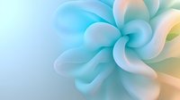 Abstract fluid flower with soft pastel gradient colors in blue, pink and yellow tones creating organic flowing petals on light background for modern design.