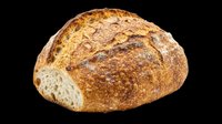 Artisan sourdough bread loaf with crusty golden-brown exterior and soft interior, isolated on transparent background. Ready for bakery menus, food packaging, culinary designs, print-on-demand products, and restaurant marketing materials.