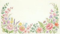 Watercolor floral frame with pink peonies, roses and green leaves on cream background. Spring botanical border for wedding invitations and greeting cards.