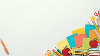Back to school supplies arranged on white background with colorful paper, scissors, pencils, ruler, and stacked books. Flat lay composition ideal for educational content.