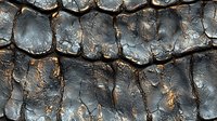 Dramatic dark stone texture with deep cracks and rough surface. Natural weathered pattern in gray and bronze tones creates abstract background for design projects.