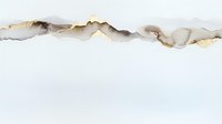 Abstract mountain landscape in neutral tones with gold accents on white background, featuring fluid watercolor technique and metallic details. Suitable for luxury interior decor.