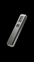 Handheld digital laser distance meter with metallic gray and black finish, featuring LCD display and control buttons, isolated on transparent background ready for clipart, print-on-demand, and design projects.