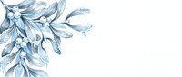 Elegant blue watercolor botanical leaves and berries corner decoration on white background for wedding invitations and greeting cards.