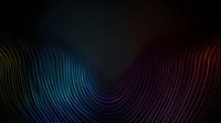 Colorful curved lines forming abstract wave pattern against dark background with rainbow spectrum gradient effect creating dynamic flowing motion design.