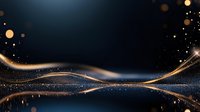 Glowing golden waves with sparkles and bokeh effects on dark background create magical atmosphere for luxury design projects and festive backgrounds.