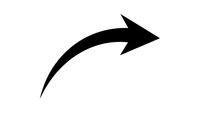 Black curved arrow pointing right on white background isolated for graphic design and presentation use.