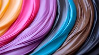 Smooth flowing curves in vibrant colors create dynamic abstract background with orange, pink, purple, blue and brown waves for modern graphic design and presentations.