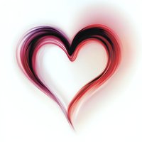Abstract heart shape created with dynamic red and pink brush strokes on white background, isolated design element for Valentine's cards and romantic projects.