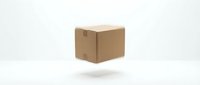 Closed cardboard shipping box isolated on white background, ready for packaging, delivery, and logistics design projects.