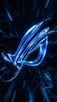 Glowing blue neon arrow symbol with sparkling particles on dark digital circuit background, representing speed, direction, and technology innovation for web and marketing.
