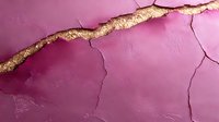 Cracked pink surface with golden textured branch-like element, abstract background for design projects and artistic compositions.
