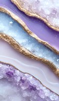 Luxurious purple and blue geode slice pattern with gold glitter veins and crystal texture, abstract marble background for elegant design projects and wall art decor.