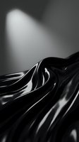 Abstract black flowing fabric with dramatic light and shadow creating elegant curves and waves in monochrome artistic composition for luxury design projects.