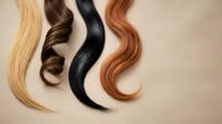 Hair extensions in various colors including blonde black brown and auburn wavy strands for beauty salon hairdressing and styling services.