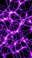 Glowing neon purple network lines with bright nodes on black background, suitable for tech, digital, and futuristic design projects.