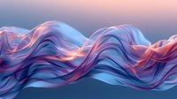 Flowing abstract waves in blue and coral colors create dynamic motion against dark background, soft gradient lighting adds depth and dimension for modern design.