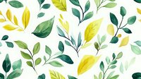 Watercolor botanical pattern with green and yellow leaves on white background. Seamless nature design for fabric, wallpaper, and stationery.