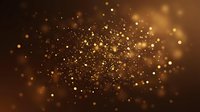 Golden particles and bokeh lights scatter across a dark brown background, creating an elegant, shimmering effect suitable for luxury branding, celebrations, and premium design projects.
