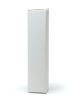 White tall rectangular box packaging on isolated background with soft shadow. Clean minimalist design for product mockup and branding projects.