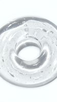 Clear gel or serum in a circular glass container with water droplets, isolated on white background for skincare, cosmetics, and beauty product design use.