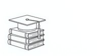 Graduation cap resting on stacked books with tied ribbons, isolated line art illustration for education, learning, and academic achievement designs.