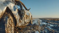 Dramatic close-up of melting icicles on winter shoreline during sunset, with water droplets and crystalline formations creating natural abstract patterns against golden light.