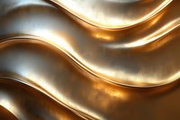 Luxurious metallic waves with golden and silver tones creating elegant abstract background pattern. Smooth curved lines with light reflections and gradient effects.