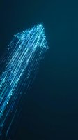 Blue fiber optic cables with glowing light streams on dark background for technology and communication concepts.