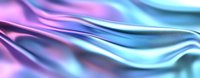 Smooth flowing silk fabric in vibrant holographic blue and pink colors creates luxurious waves and folds with metallic sheen effect. Elegant textile background.