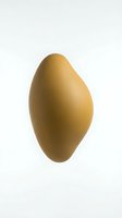 Golden yellow smooth organic oval stone shape isolated on white background, minimalist abstract form for design and creative projects.