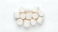 Marshmallows arranged in circular pattern on white background, isolated confectionery for food photography, baking, dessert design, and culinary projects.